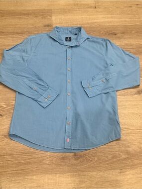 Johnnie-O Top Shelf Blue Button Down Shirt Medium Cotton Modal Long Sleeve
